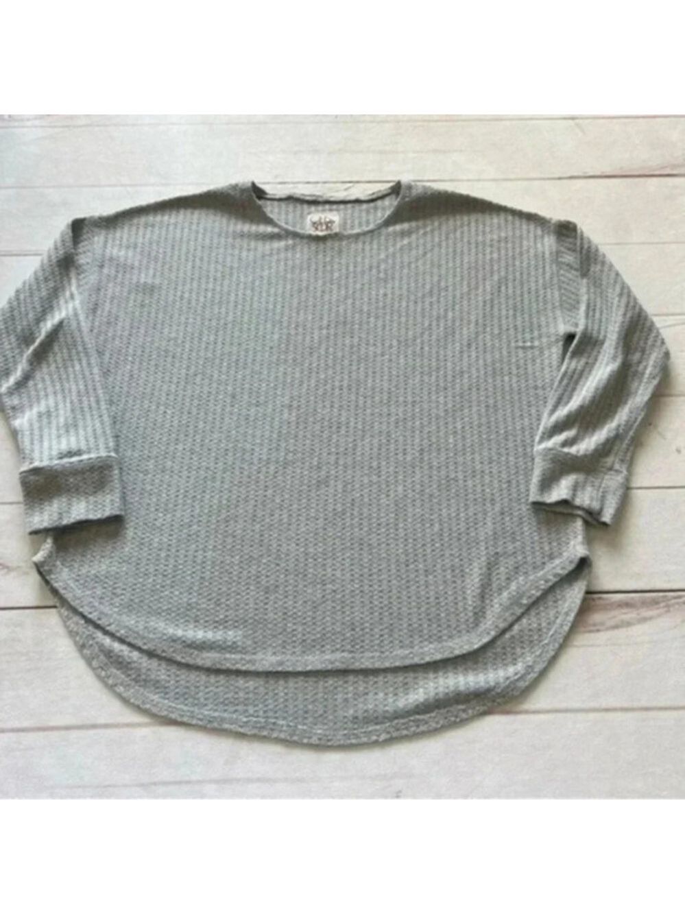 Chaser Womens Gray Waffle Knit Thermal Top Button Long Sleeve Tunic Top …